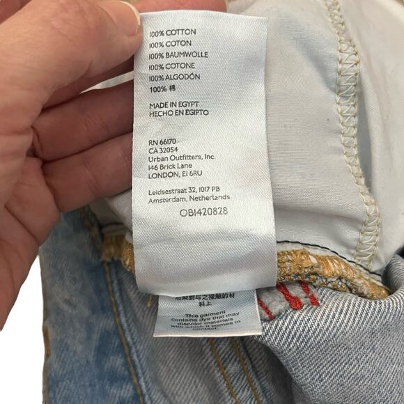 BDG Womens Skater Baggy Jeans Sz 24 Light Wash Ripped Distressed Wide Leg Cuffed - Picture 10 of 13